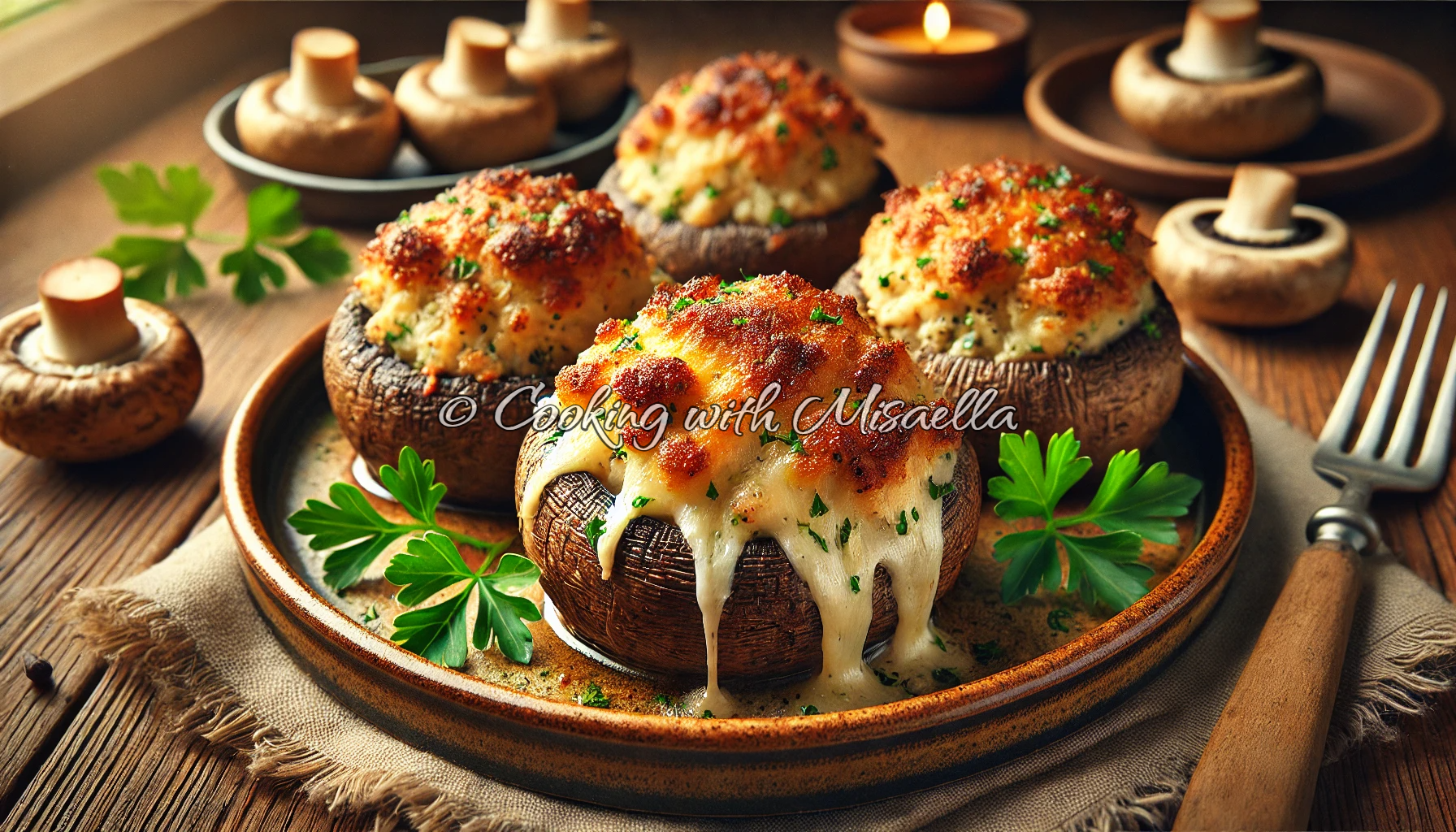 Champignons farcis et gratinés au fromage