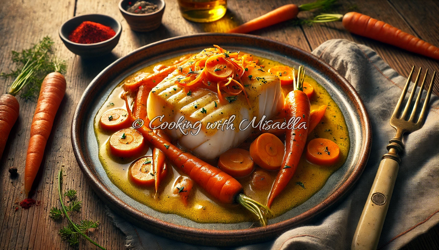 Recette de la lotte aux carottes, safran et vanille