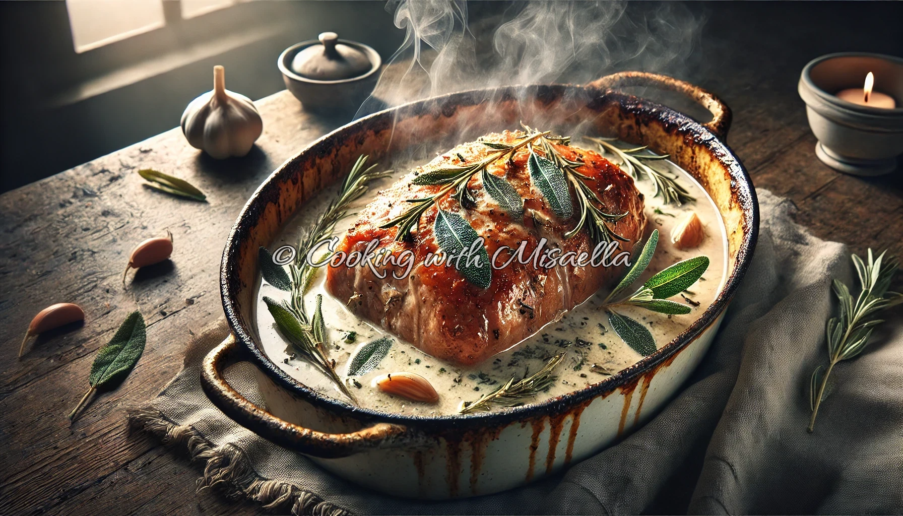 Recette du porc mijoté au lait et à la sauge