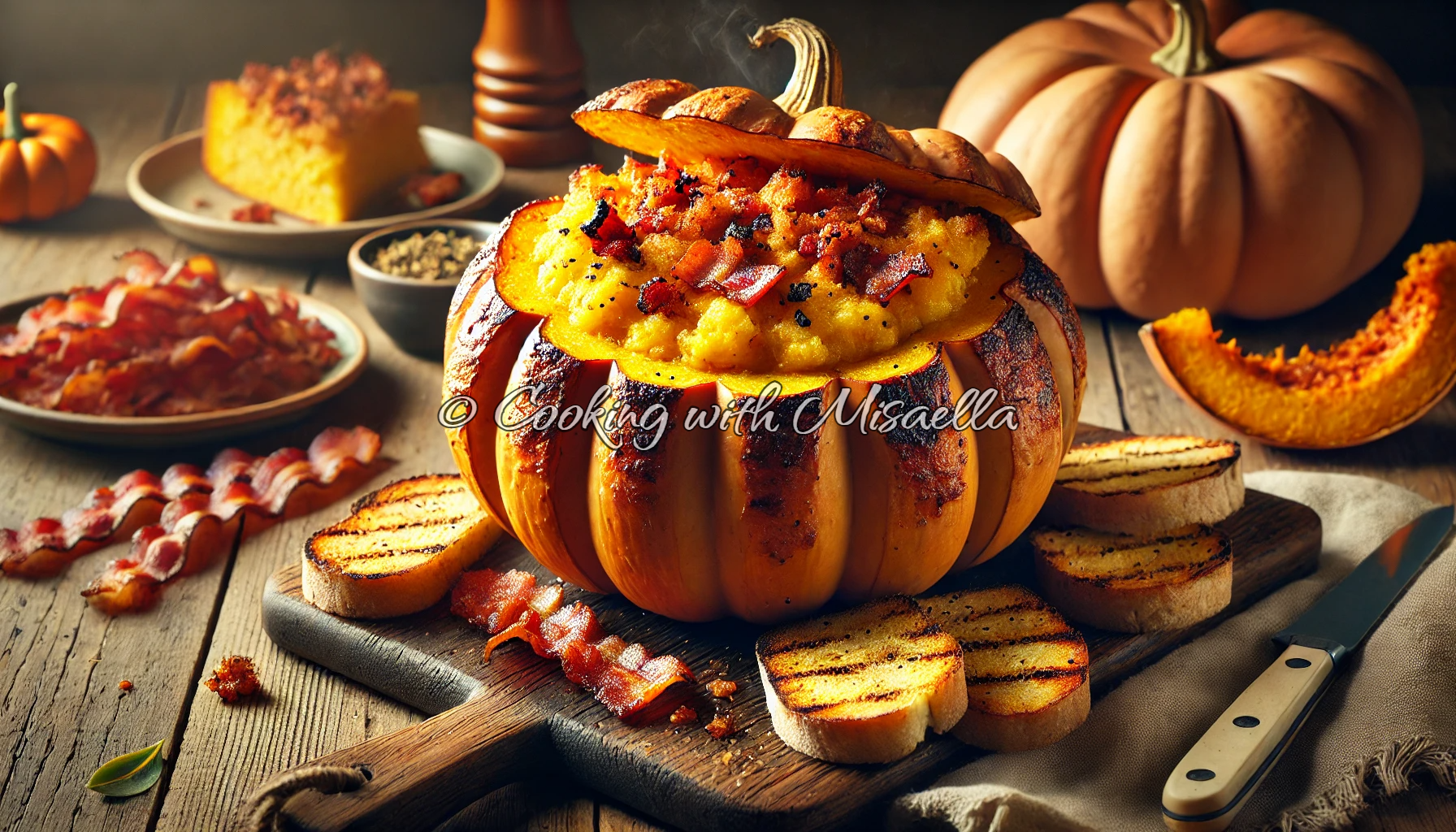 Recette du potiron farci au bacon