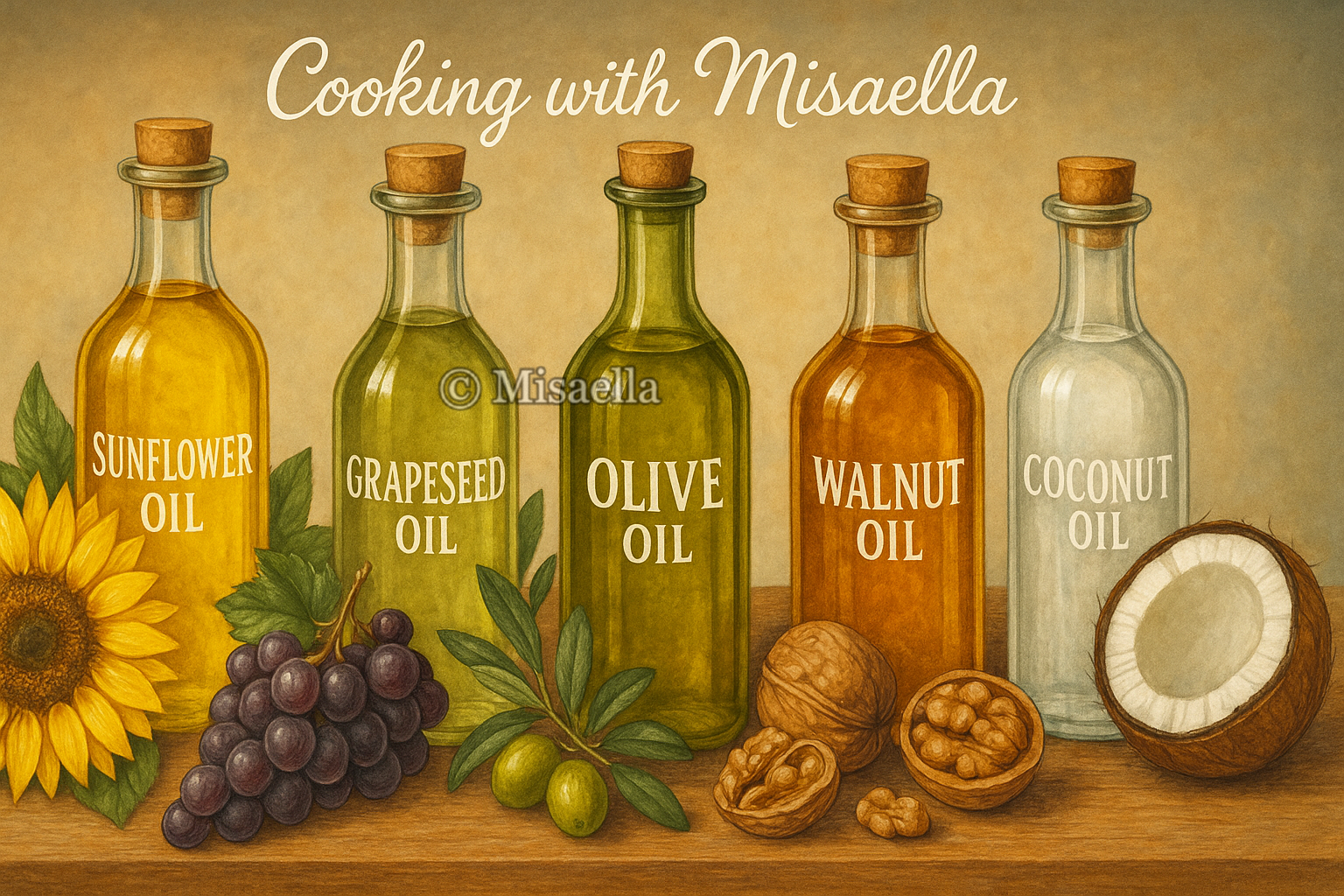 🌿 Les meilleures huiles à utiliser en cuisine : saveurs, bienfaits & secrets 🥥🍇🌻