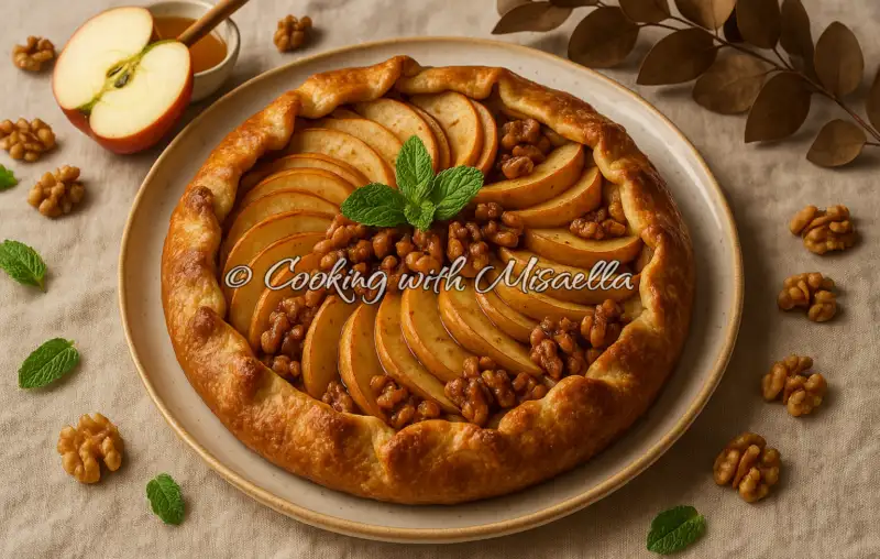 Tarte pommes–noix caramélisées
