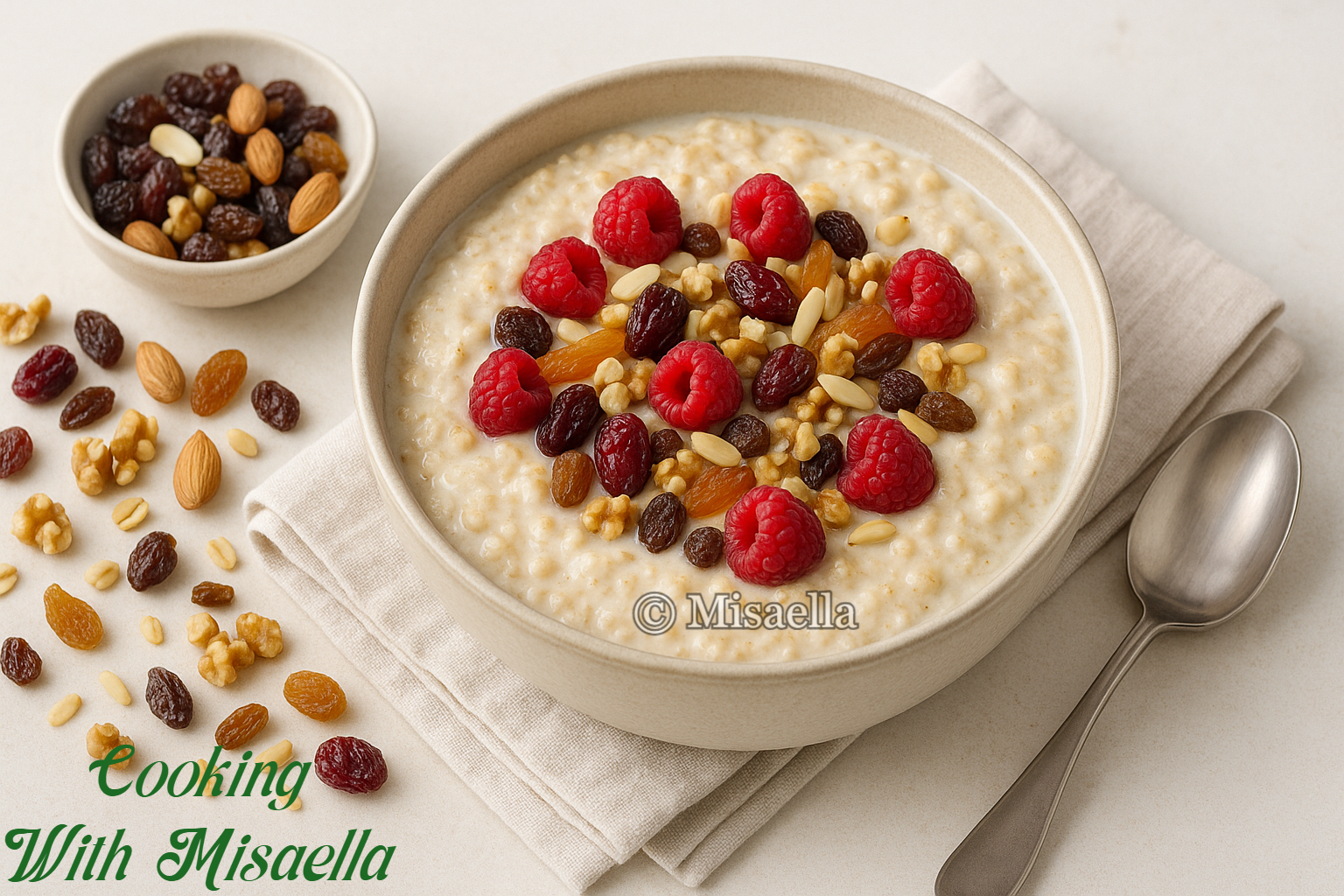 Porridge crémeux aux flocons d’avoine et fruits secs🥣