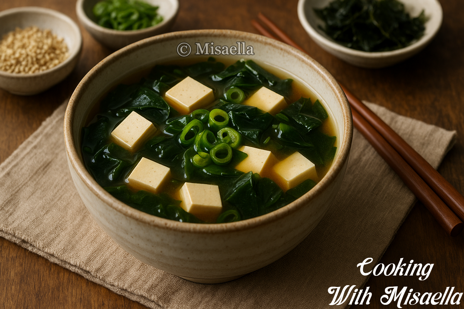 Soupe miso aux algues et tofu 🍲