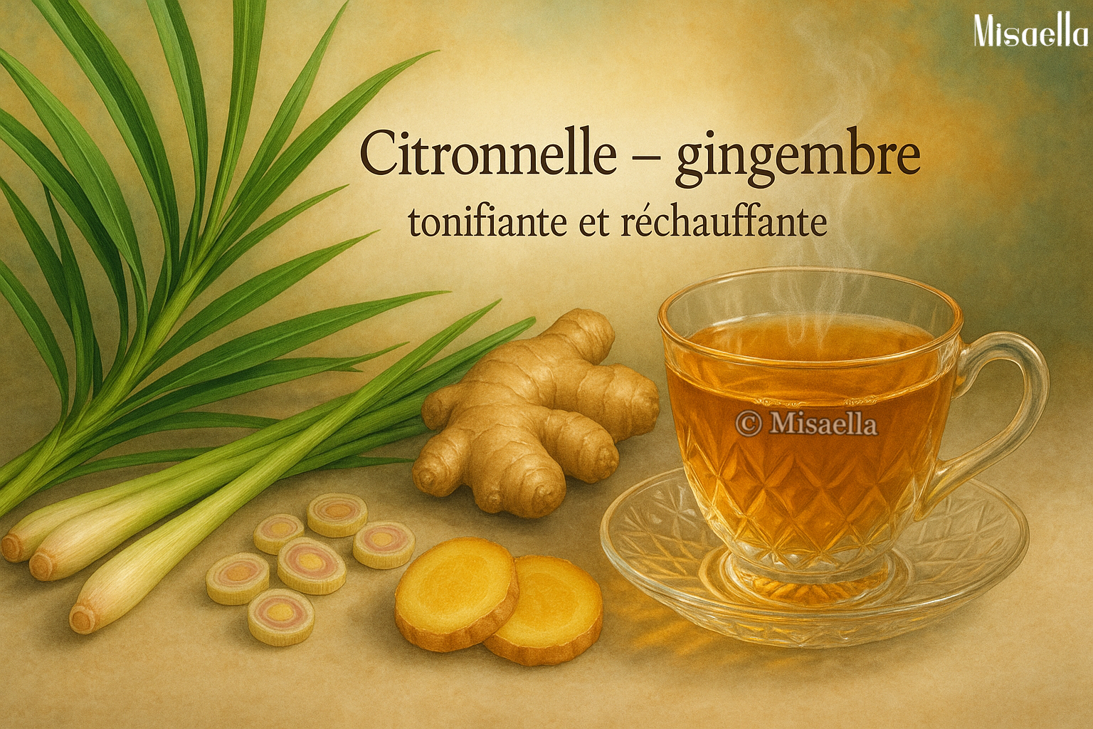 🍋 Infusion citronnelle, gingembre : tonifiante et réchauffante