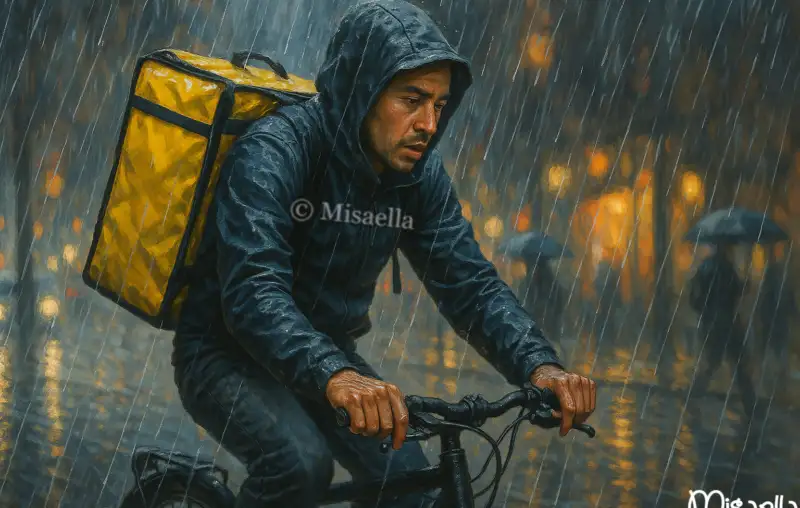 🛵 Les livreurs sous pluie battante, payés à la course