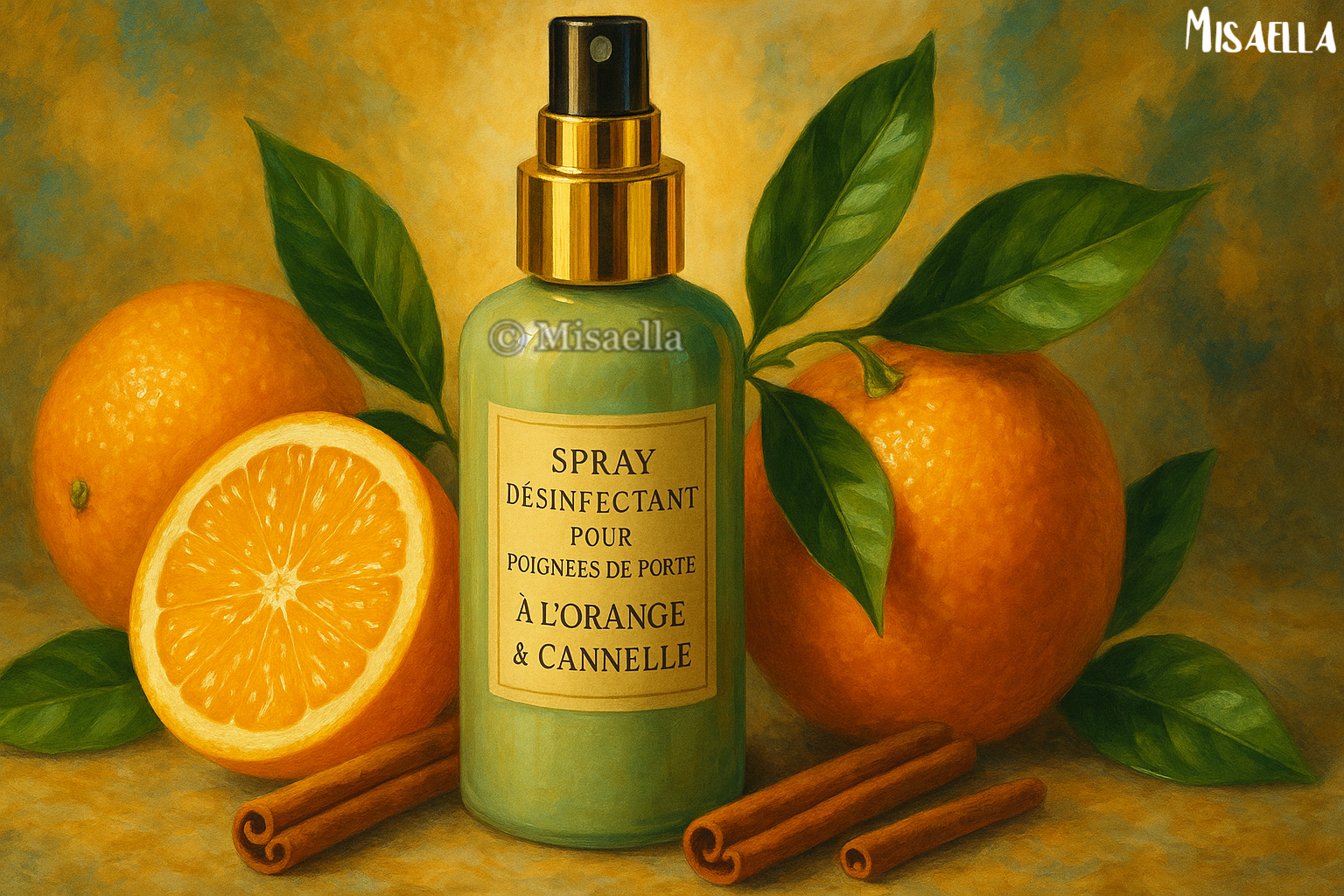 🧼✨ Fabrique ton spray désinfectant à l’orange et cannelle pour poignées de porte