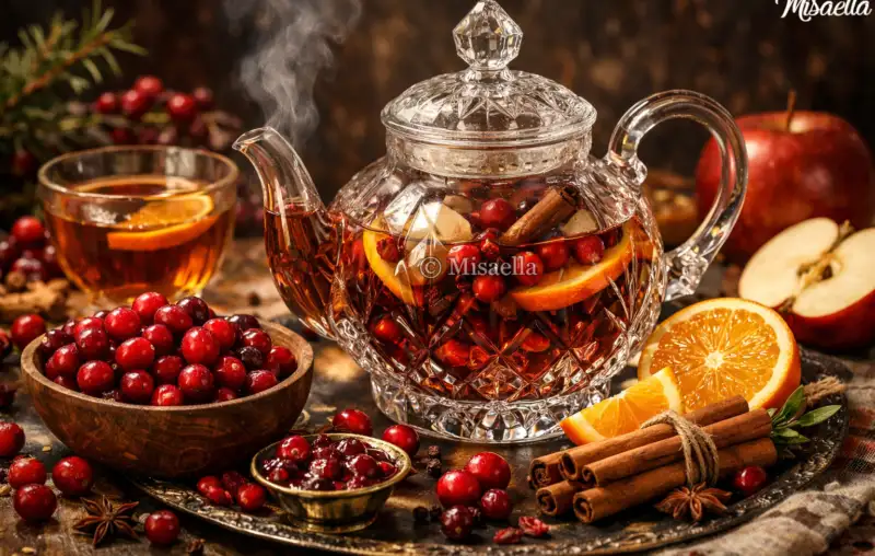 Thé cranberry, cannelle, orange et pomme🍎🍊