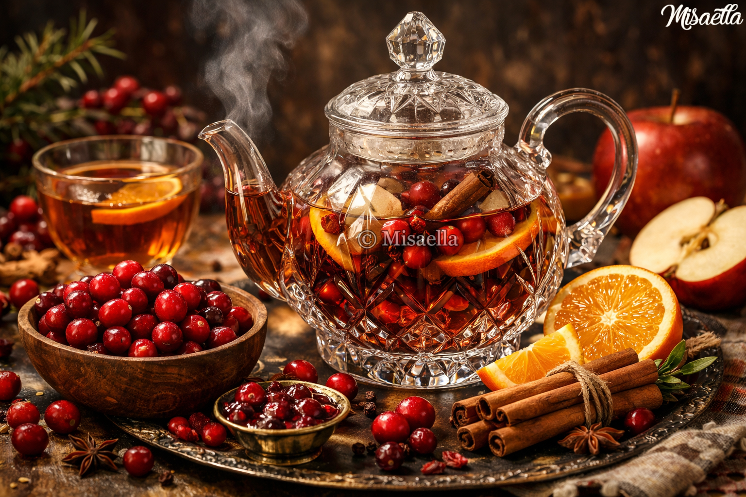 Thé cranberry, cannelle, orange et pomme : une infusion chaleureuse et gourmande🍎🍊