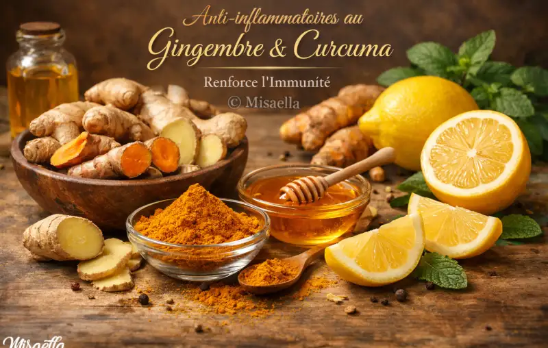 Anti-inflammatoires au gingembre et au curcuma, et citron pour renforcer l'immunité 💪